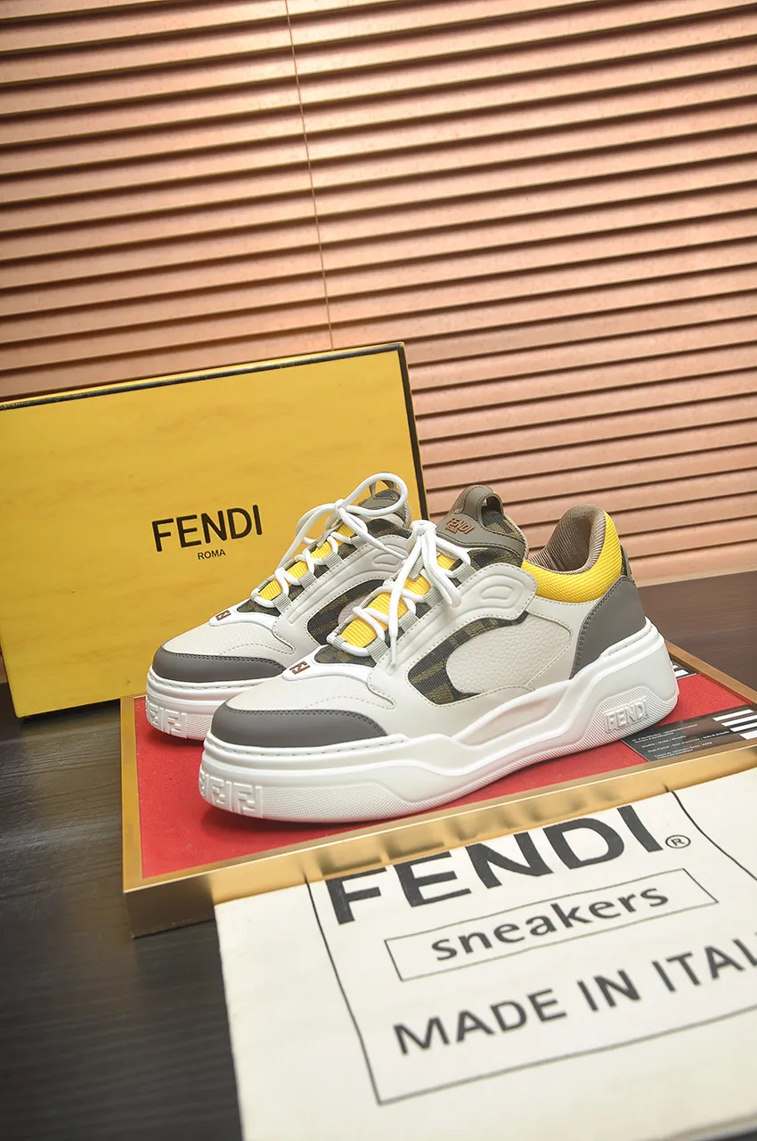 Men's shoes 💰600💶 [Fendi] The latest casual sports shoes 🔥 Many 💑 stars have the same style FD match. The original version is a one-to-one replica. Designer Kim Jones's first fendi match and Donkey brand Trainer basketball sneakers. Material: Original silk mesh. Lining: Breathable mesh. Packaging: Original 1:1 matching high-end packaging. Size: 38-45 (45 is custom-made and cannot be returned or exchanged)
